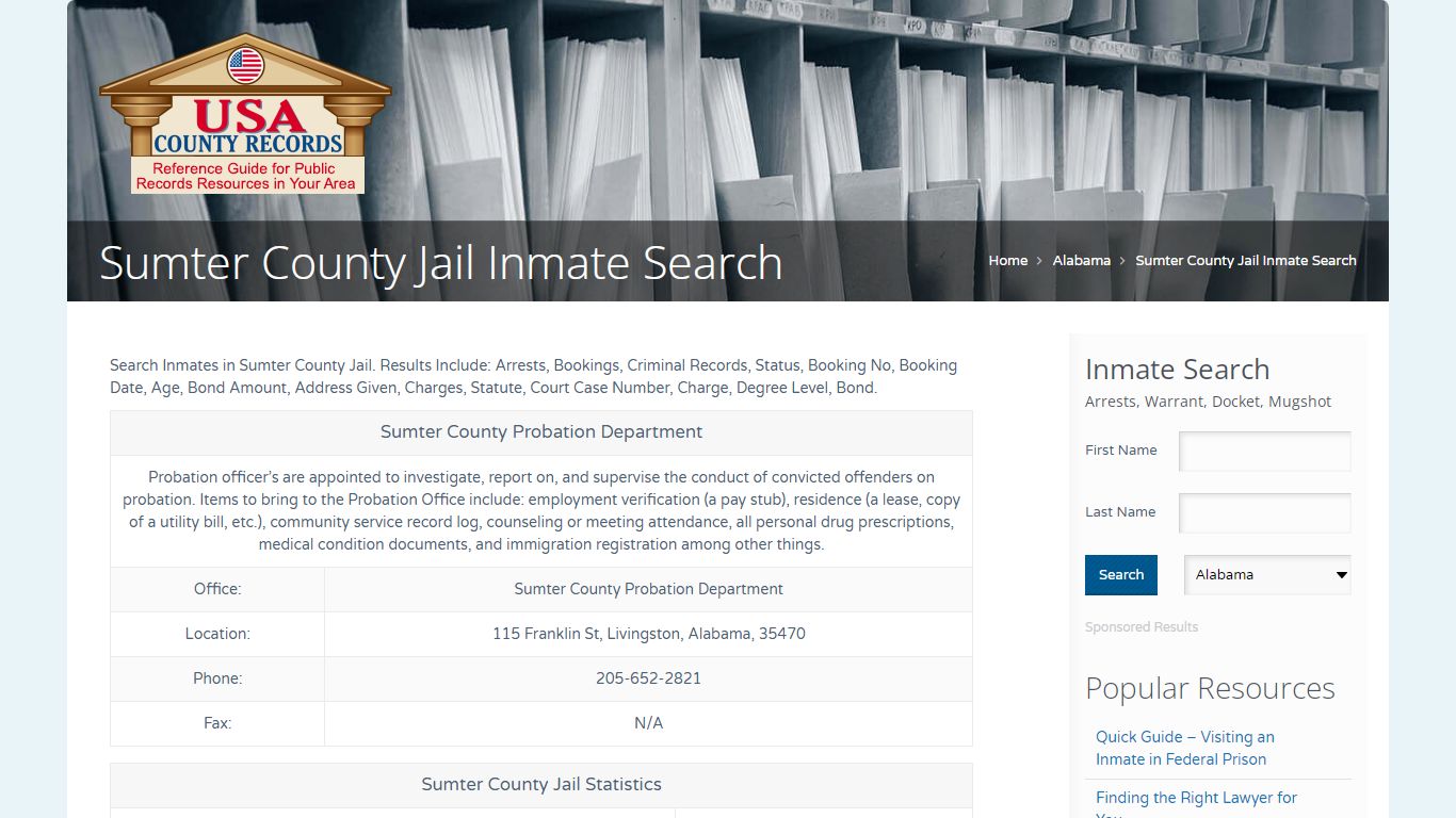 Sumter County Jail Inmate Search | Name Search